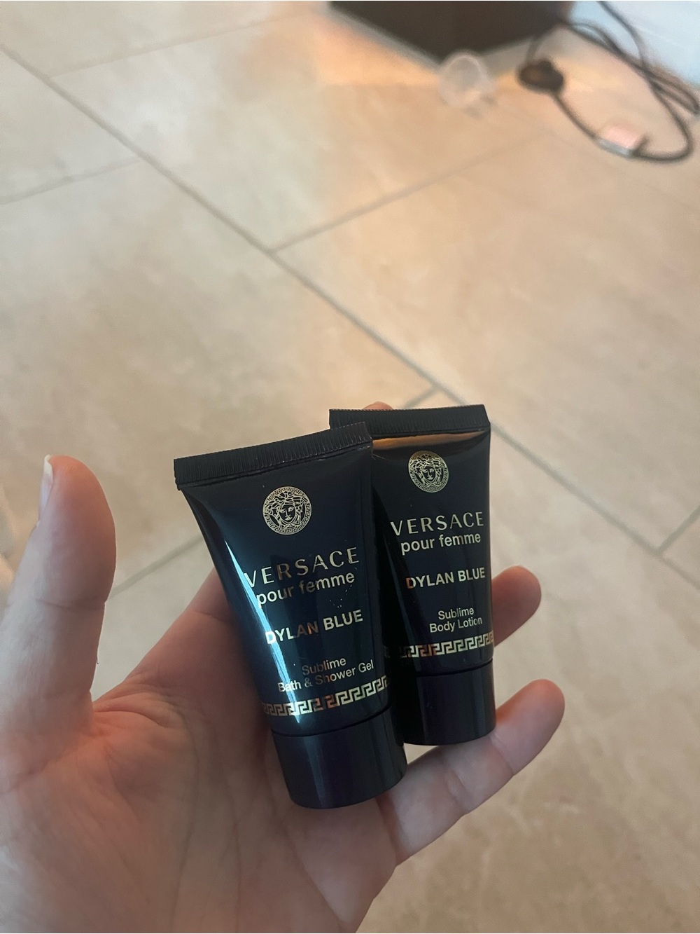 Versace Dylan Blue Mini Bath & Body Set - Black with Gold Accents